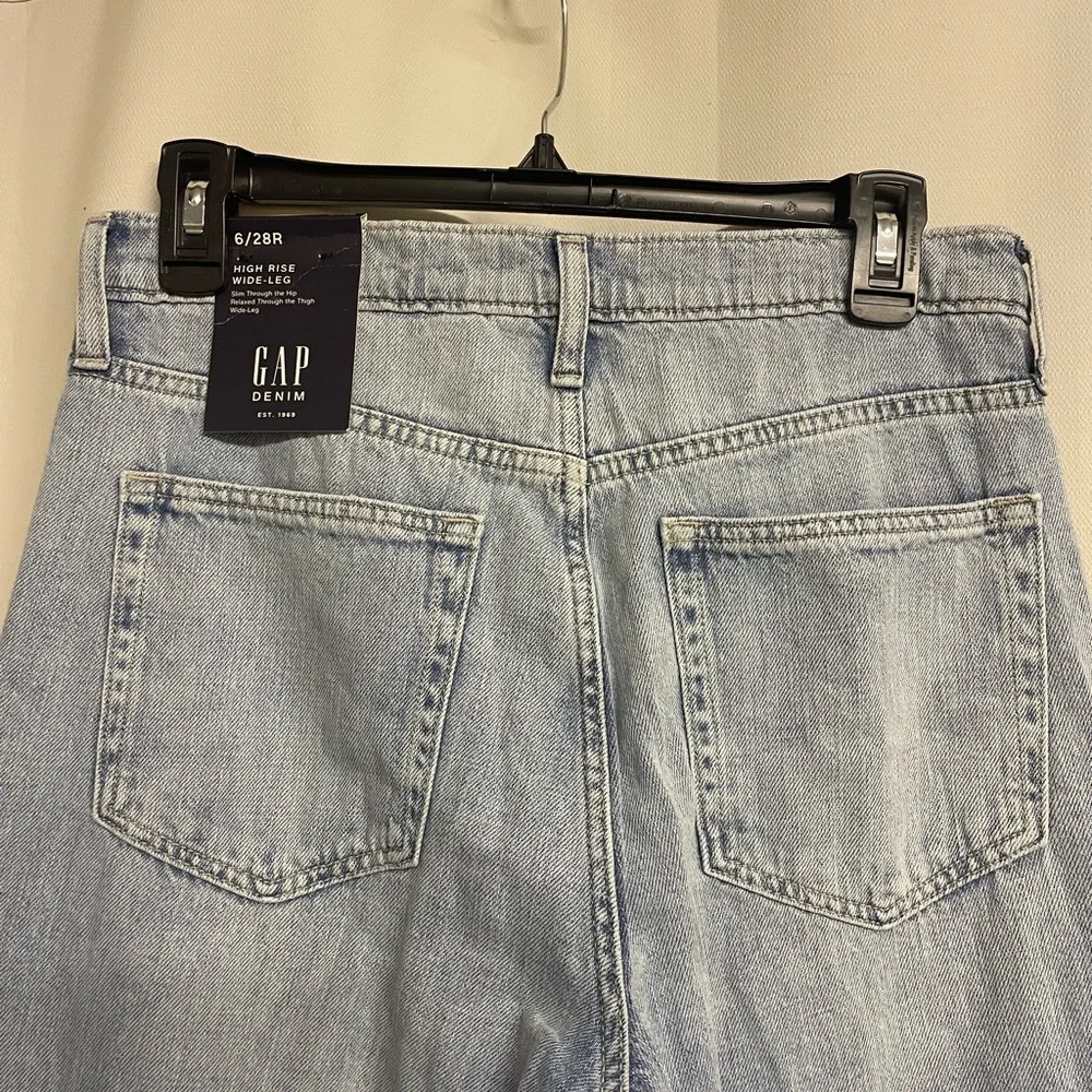 Gap denim women’s high rise wide leg jeans size 6/28 regular 100% cotton - Picture 4 of 10